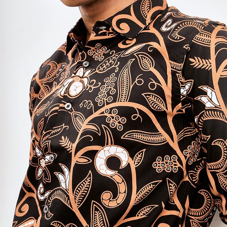 Odza Classic Kemeja Batik Slimfit Pria Lengan Panjang Abinaya