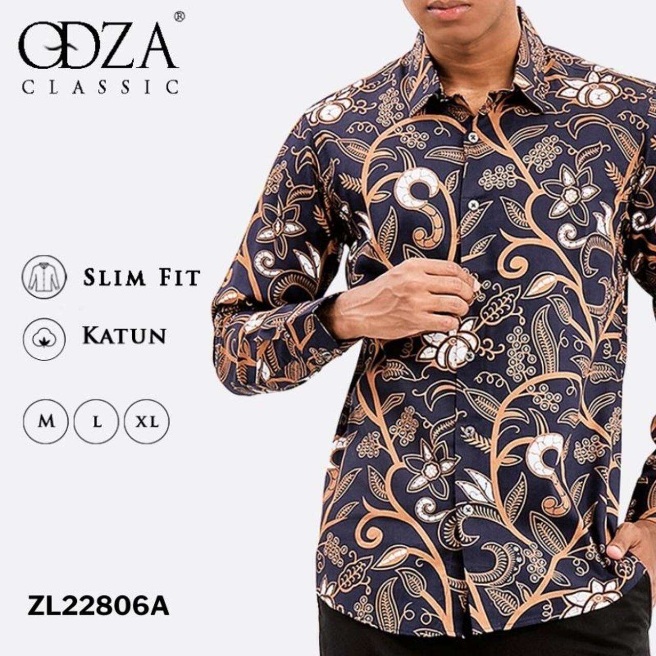 Odza Classic Kemeja Batik Slimfit Pria Modern Lengan Panjang Agrabrata