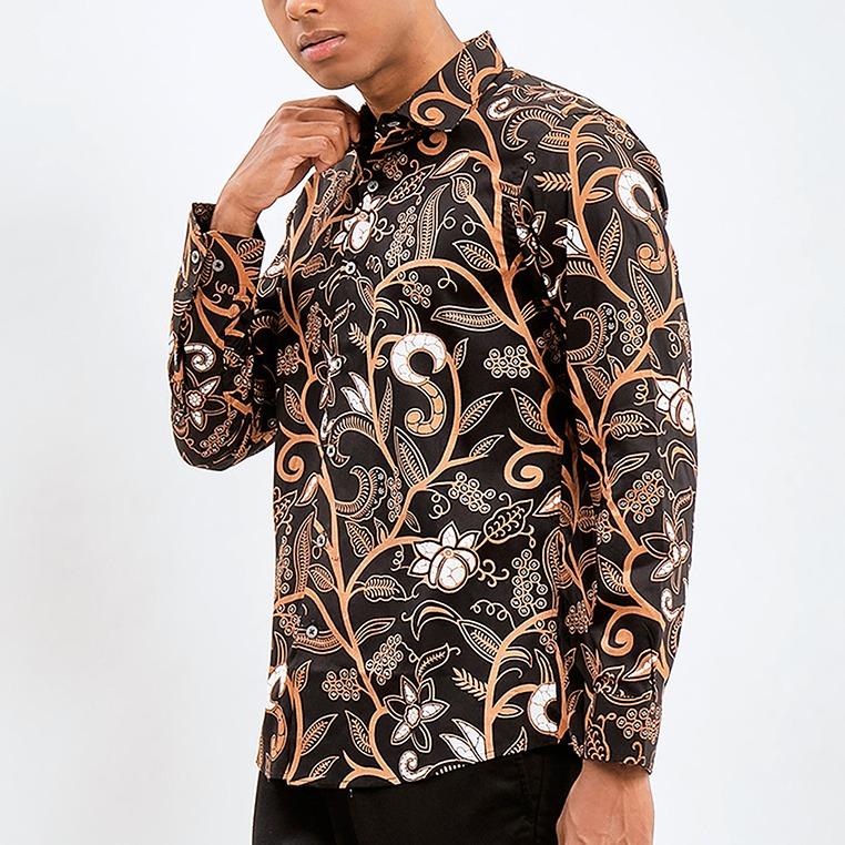 Odza Classic Kemeja Batik Slimfit Pria Lengan Panjang Abinaya