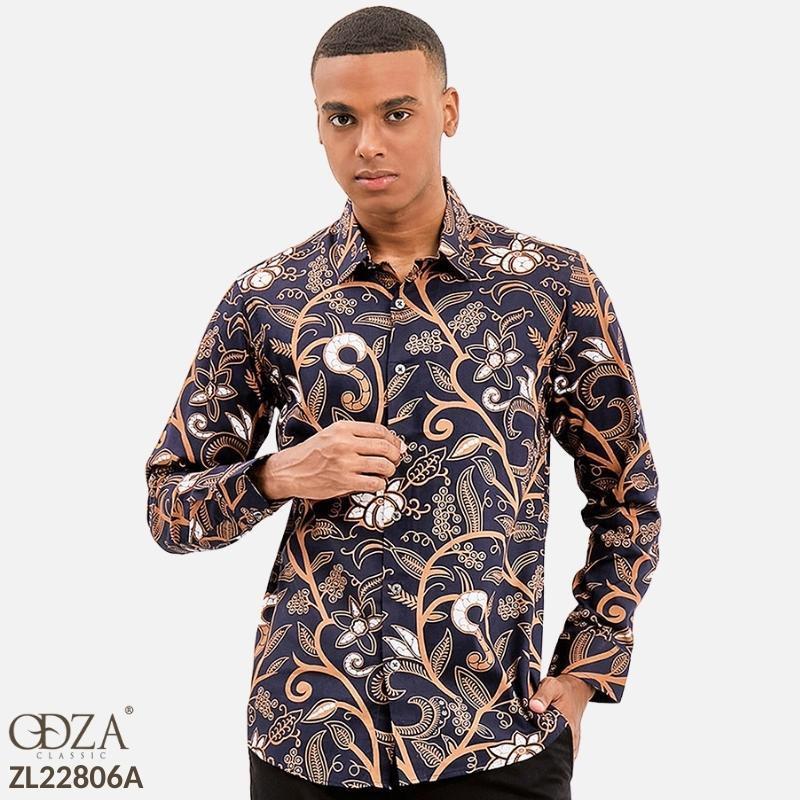 Odza Classic Kemeja Batik Slimfit Pria Modern Lengan Panjang Agrabrata