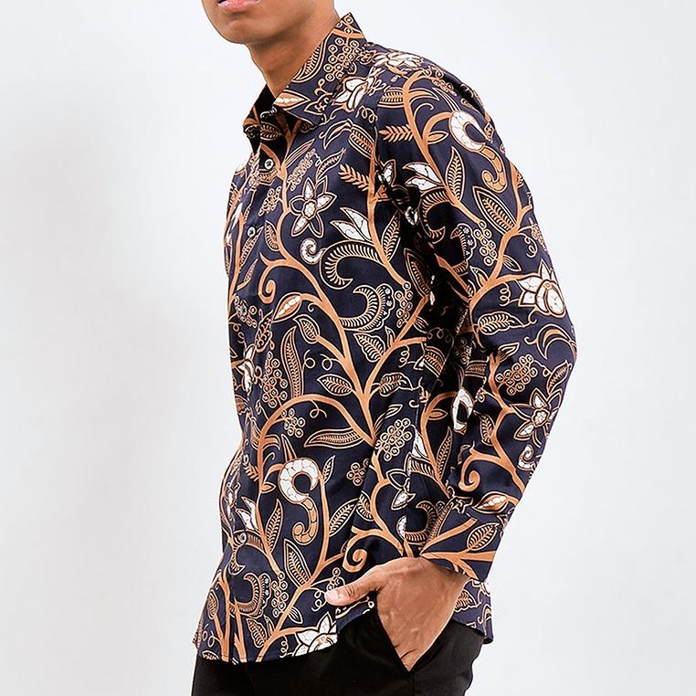 Odza Classic Kemeja Batik Slimfit Pria Modern Lengan Panjang Agrabrata