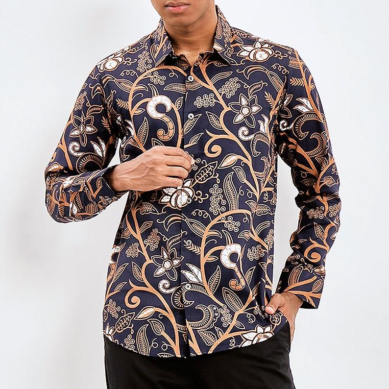 Odza Classic Kemeja Batik Slimfit Pria Modern Lengan Panjang Agrabrata