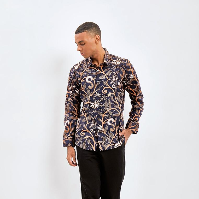 Odza Classic Kemeja Batik Slimfit Pria Modern Lengan Panjang Agrabrata