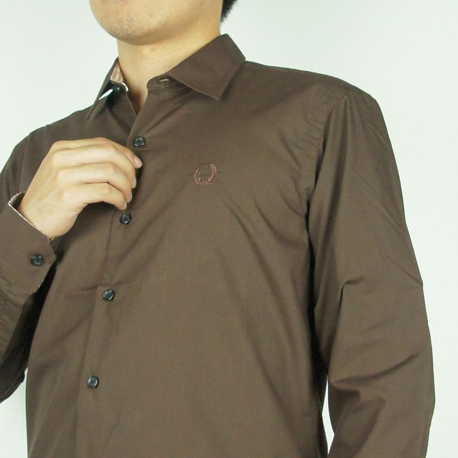 Odza Classic Kemeja Lengan Panjang Pria Polos Cokelat