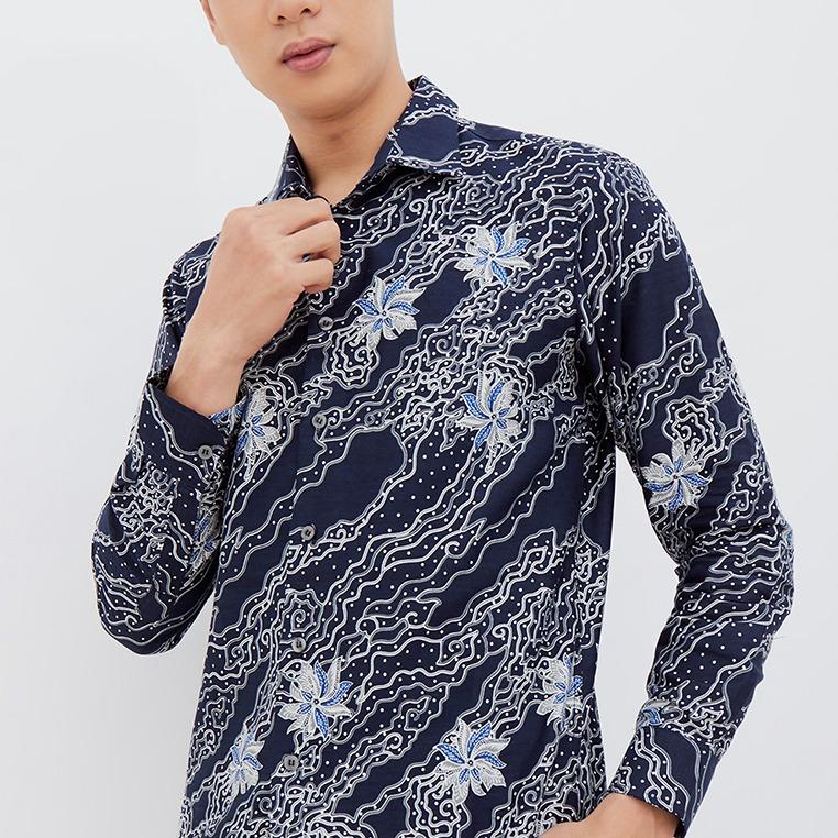 Odza Classic Kemeja Batik Slimfit Pria Modern Lengan Panjang Cibu