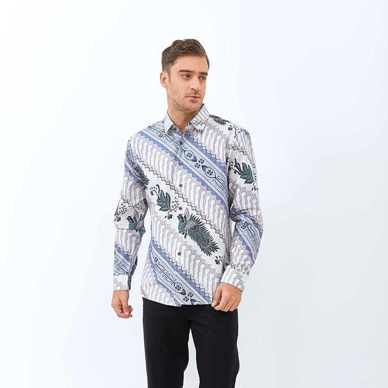 Odza Classic Kemeja Batik Slimfit Modern Pria Lengan Panjang Bagrabik