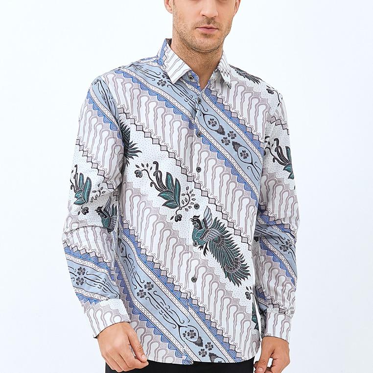 Odza Classic Kemeja Batik Slimfit Modern Pria Lengan Panjang Bagrabik