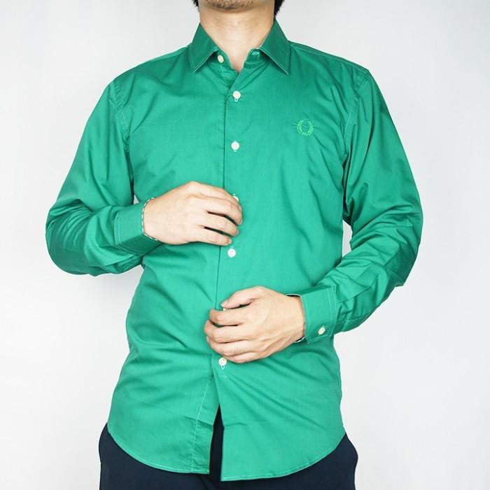 Odza Classic Kemeja SLIMFIT Lengan Panjang Pria Polos Hijau