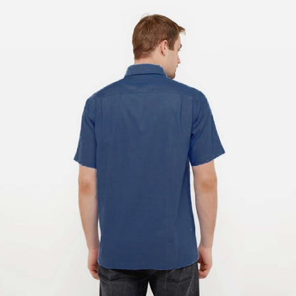 Odza Classic Kemeja SLIMFIT Lengan Pendek Pria Polos Navy