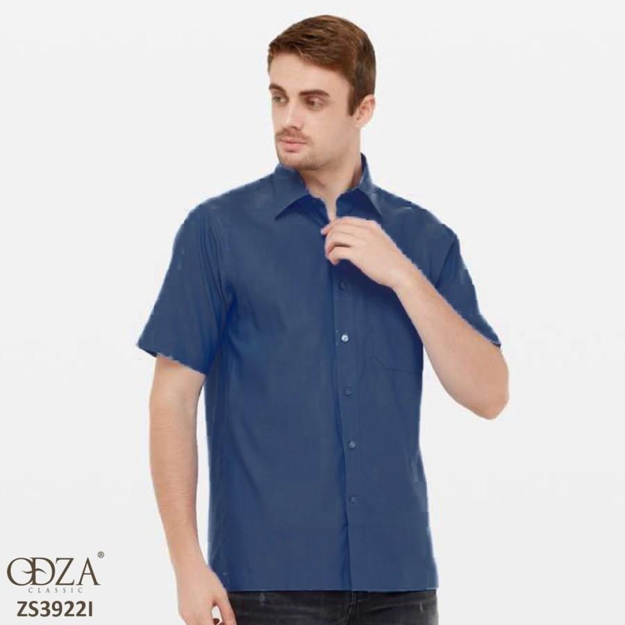 Odza Classic Kemeja SLIMFIT Lengan Pendek Pria Polos Navy