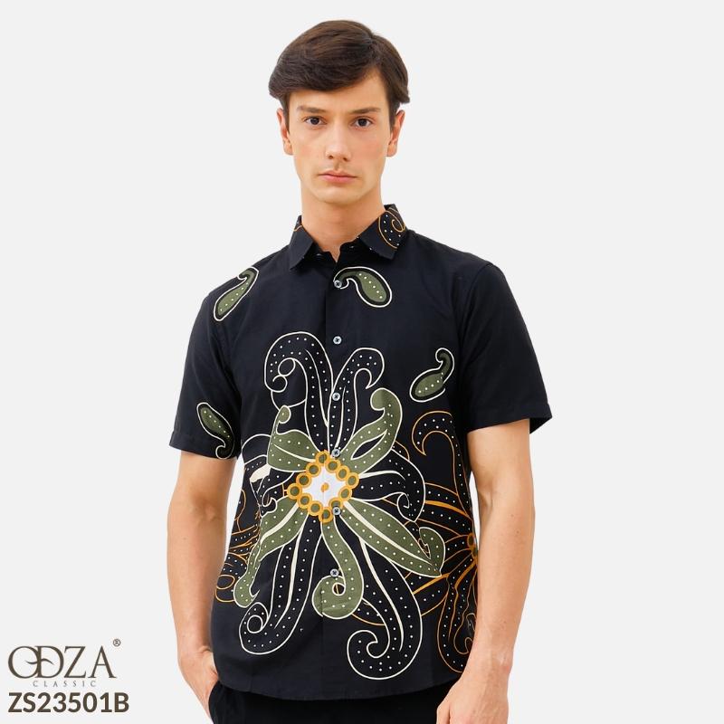 Odza Classic Kemeja Batik SLIMFIT Lengan Pendek Pria Modern Ekawira