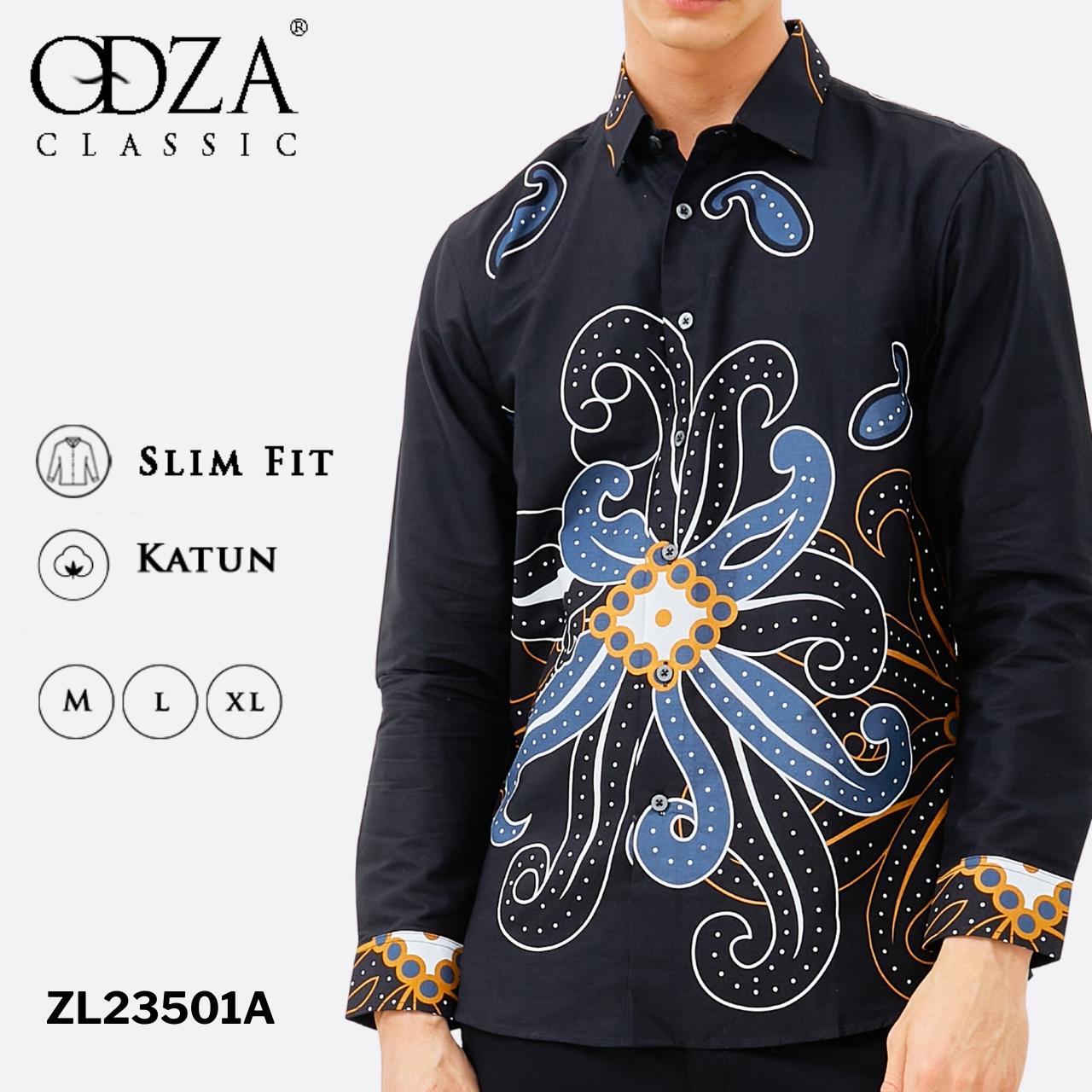 Odza Classic Kemeja Batik Slimfit Pria Lengan Panjang Adiyaksa