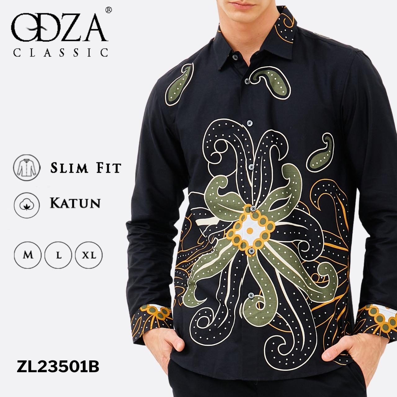 Odza Classic Kemeja Batik Slimfit Pria Lengan Panjang Arsyanendra