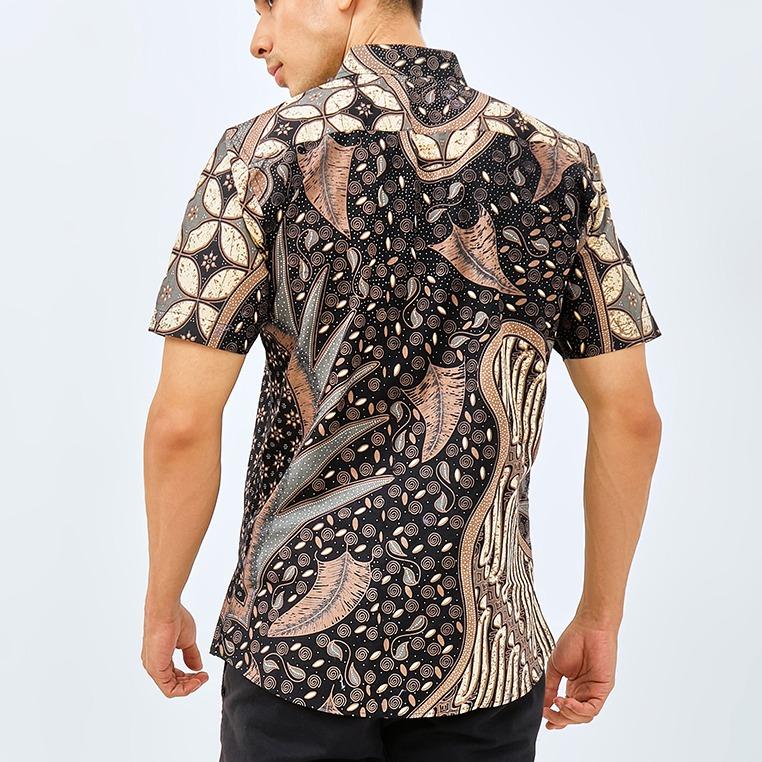 Odza Classic Kemeja Batik Slimfit Modern Pria Lengan Pendek Alur Jagad