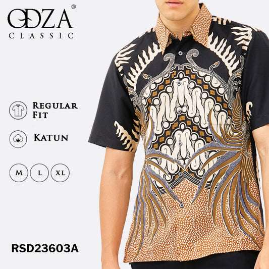 ODZA Batik Regular Fit Kemeja Lengan Pendek Pria Cartakara