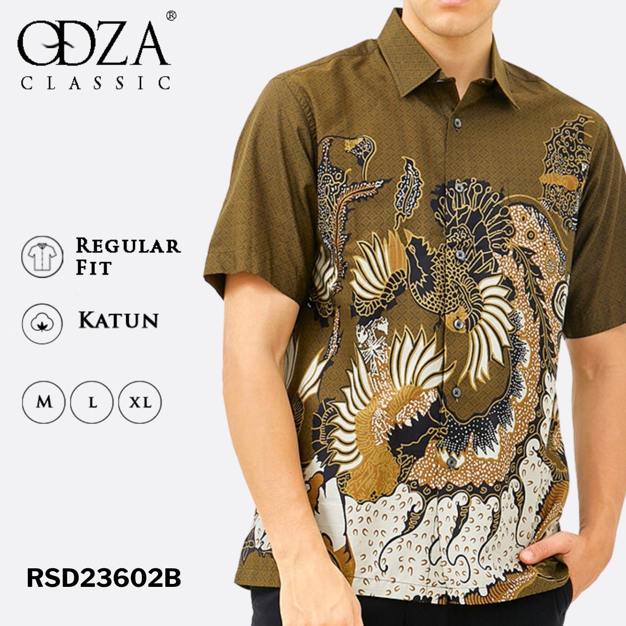 ODZA Batik Regular Fit Kemeja Lengan Pendek Pria Cabuna