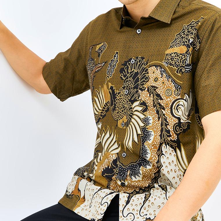 ODZA Batik Regular Fit Kemeja Lengan Pendek Pria Cabuna