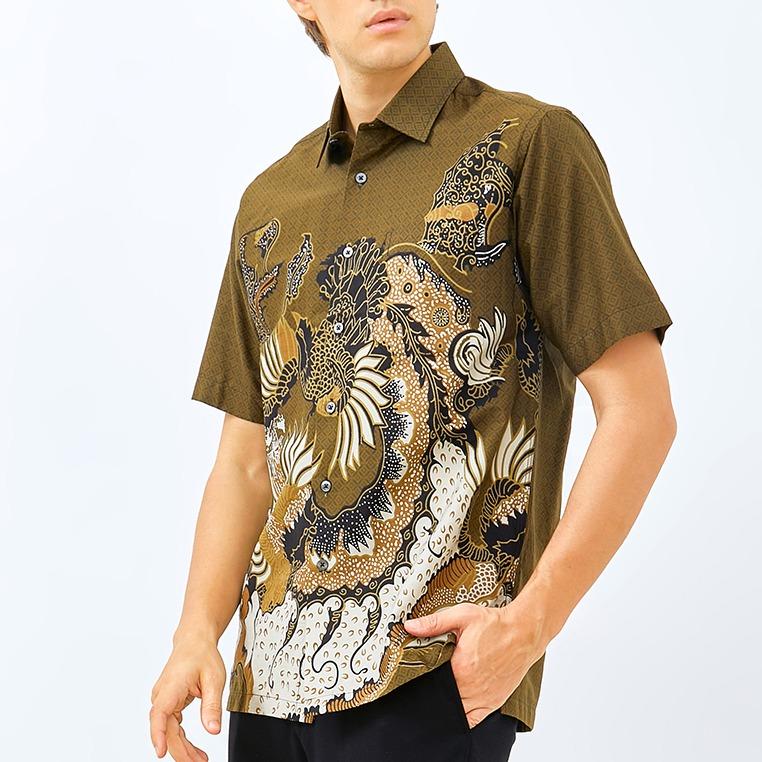 ODZA Batik Regular Fit Kemeja Lengan Pendek Pria Cabuna