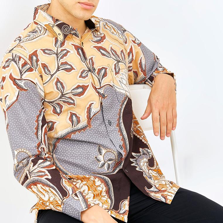 ODZA Batik Regular Fit Kemeja Lengan Panjang Pria Katun Bakarta