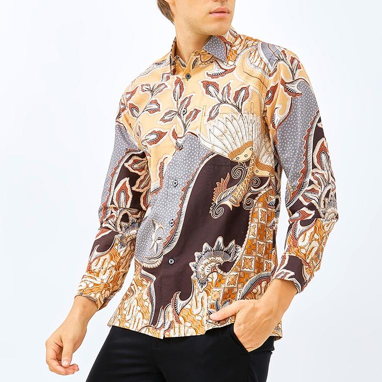 ODZA Batik Regular Fit Kemeja Lengan Panjang Pria Katun Bakarta