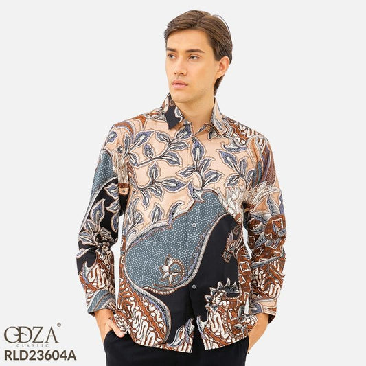 ODZA Batik Regular Fit Kemeja Lengan Panjang Pria Katun Bametu