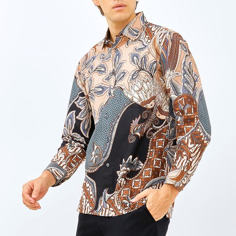 ODZA Batik Regular Fit Kemeja Lengan Panjang Pria Katun Bametu