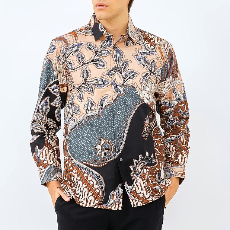 ODZA Batik Regular Fit Kemeja Lengan Panjang Pria Katun Bametu