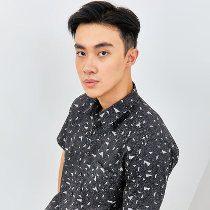 ODZA Kemeja Regular Fit Lengan Pendek Pria Bhatafa