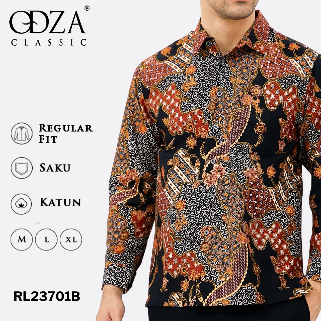 Odza Batik REGULAR FIT Kemeja Pria Lengan Panjang Barasanas