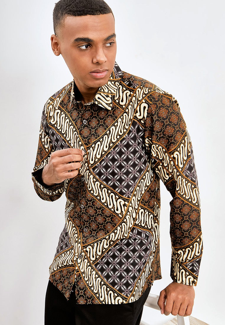 Odza Classic Kemeja Batik Slimfit Modern Pria Lengan Panjang Arganta