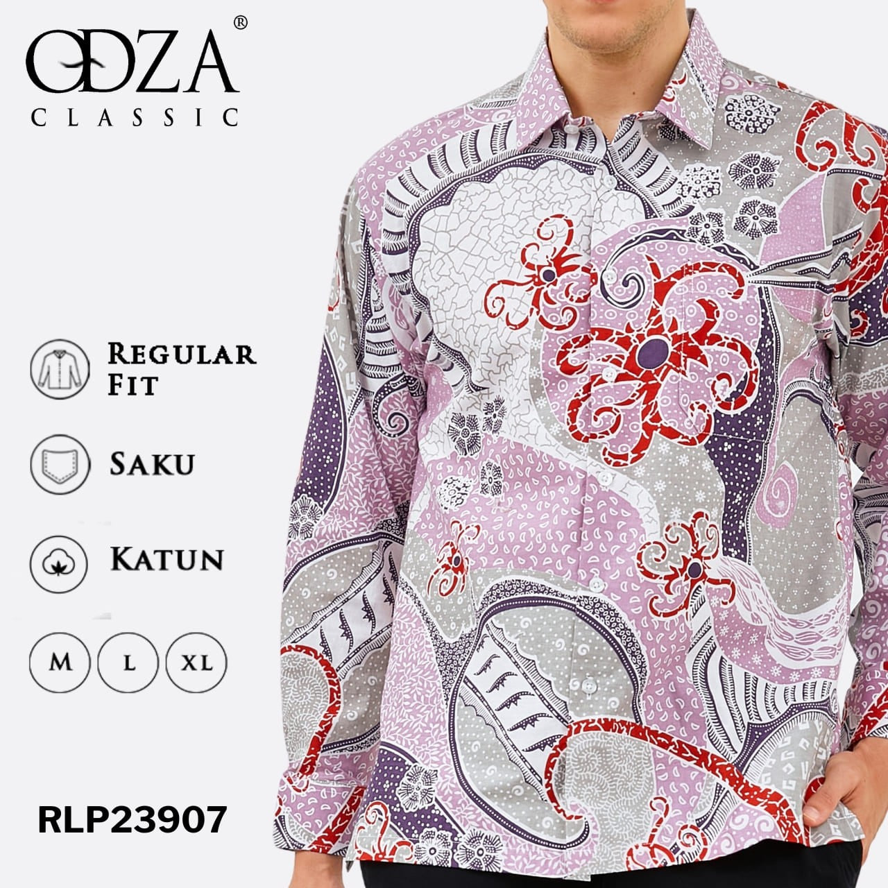 Odza Batik REGULAR FIT Kemeja Pria Lengan Panjang Benera