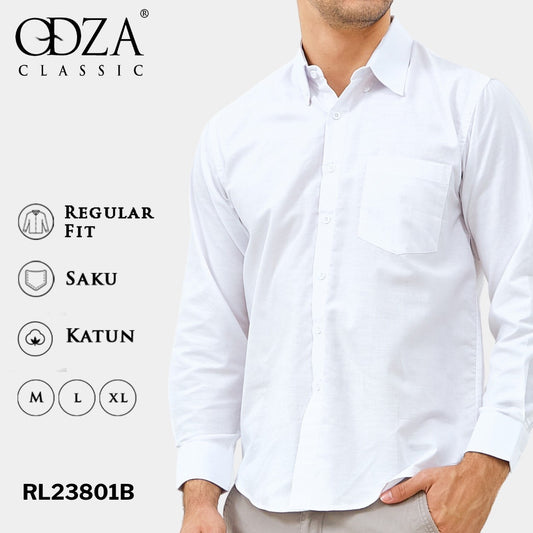 Odza Kemeja Polos REGULAR FIT Lengan Panjang Pria Basic Kasual Putih