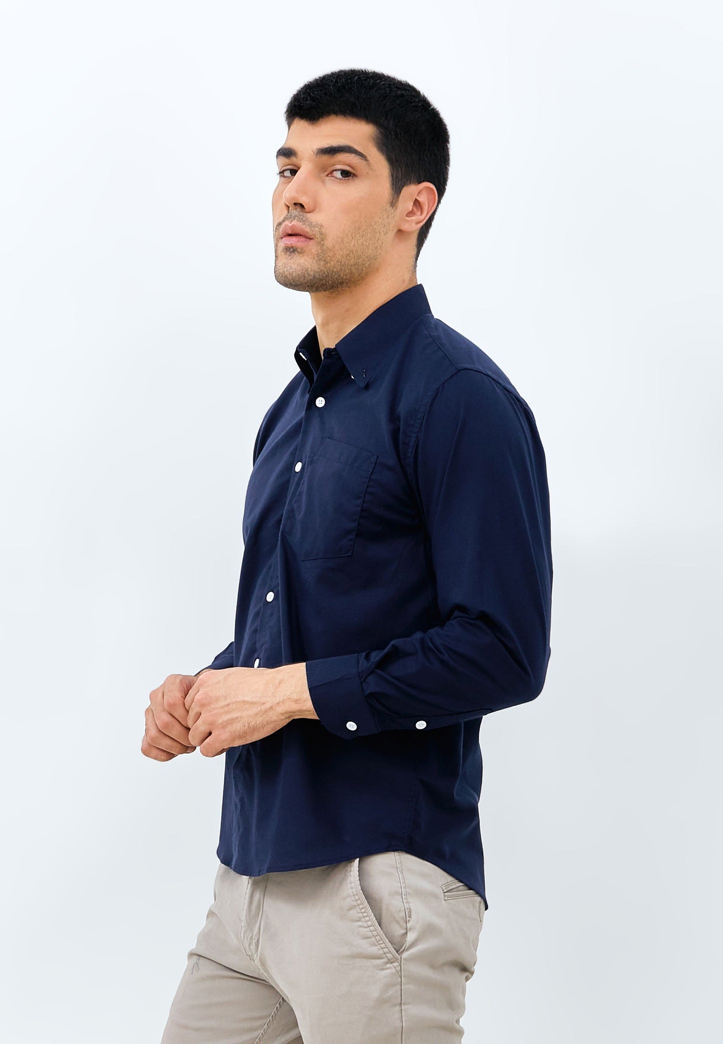 Odza Kemeja Polos REGULAR FIT Lengan Panjang Pria Basic Kasual Navy