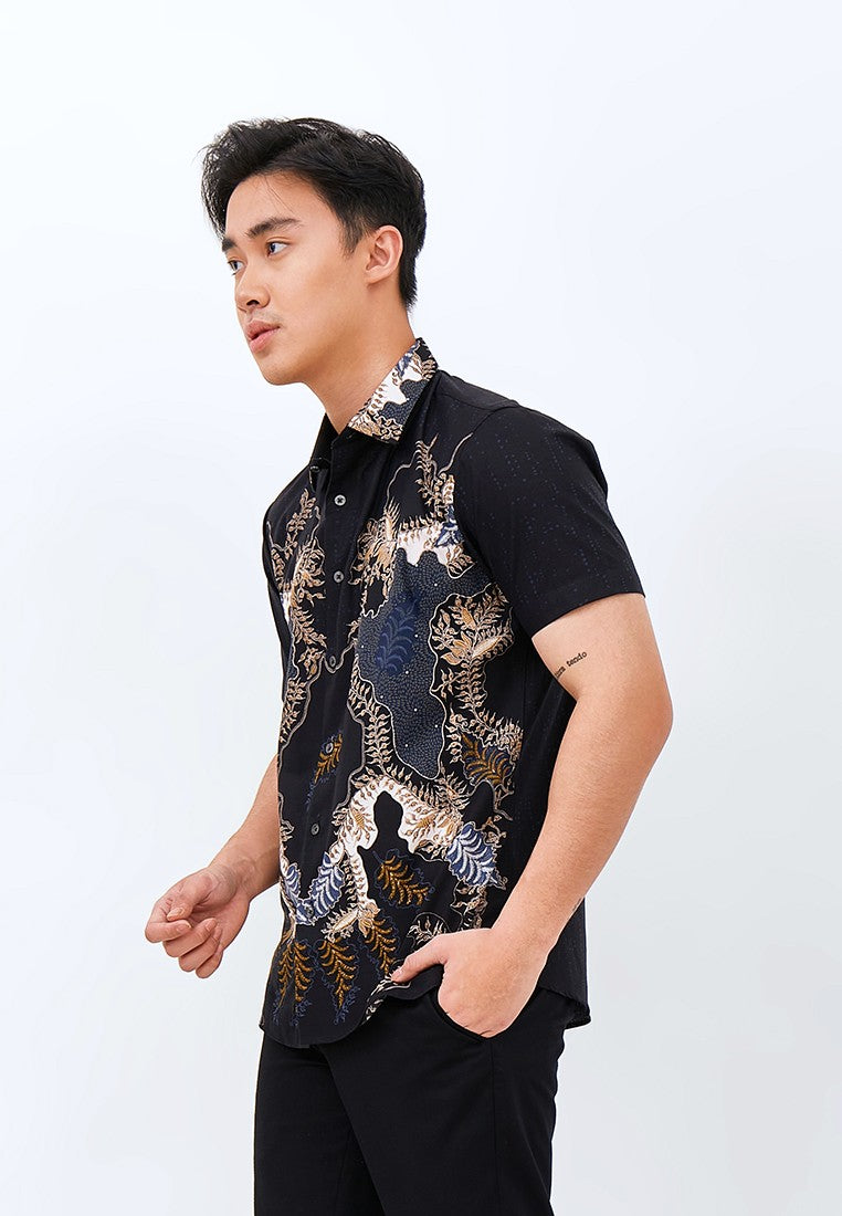 Odza Classic Kemeja Batik Slimfit Modern Pria Lengan Pendek Aliafnus