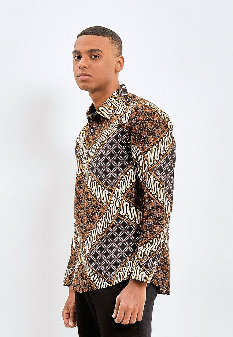 Odza Classic Kemeja Batik Slimfit Modern Pria Lengan Panjang Arganta