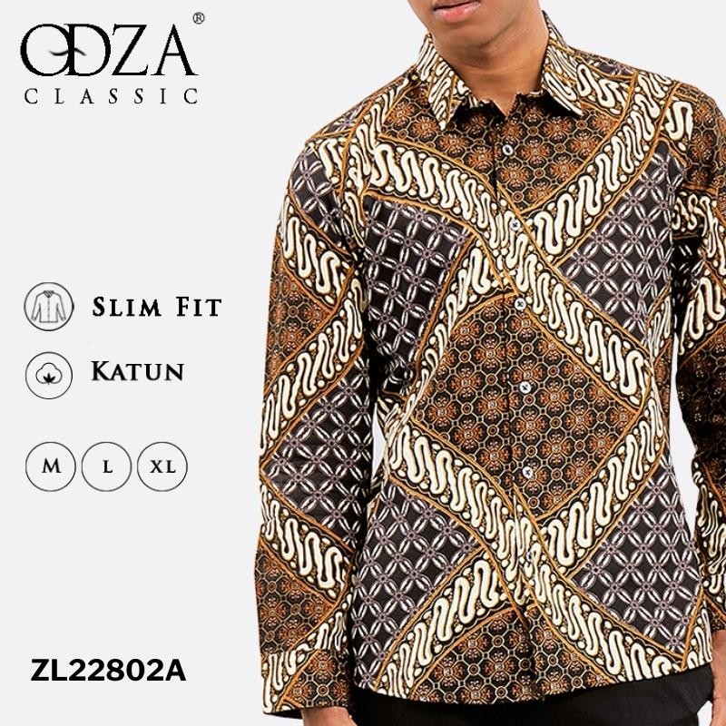 Odza Classic Kemeja Batik Slimfit Modern Pria Lengan Panjang Arganta