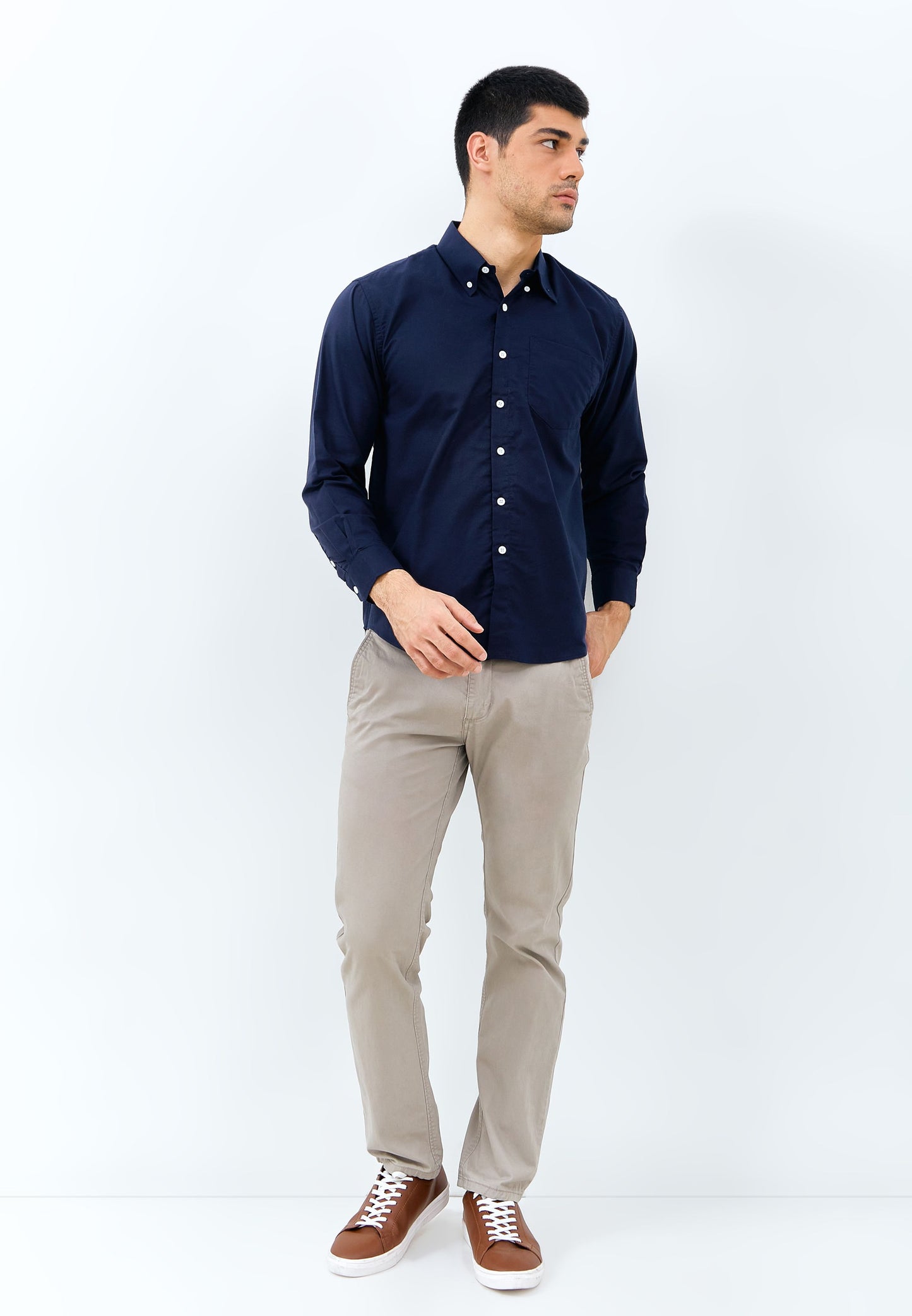 Odza Kemeja Polos REGULAR FIT Lengan Panjang Pria Basic Kasual Navy