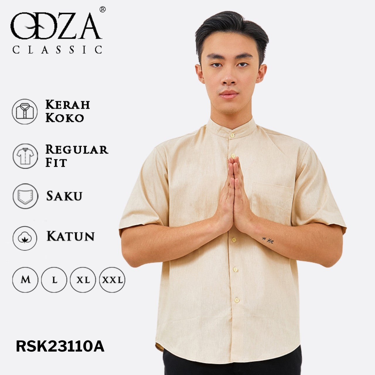 Odza Classic Baju Koko Pria Lengan Pendek Modern Cotton Import 100%