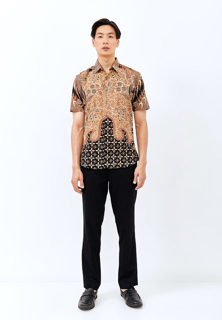 Odza Classic Kemeja Batik Slimfit Modern Pria Lengan Pendek Frinun Blawat