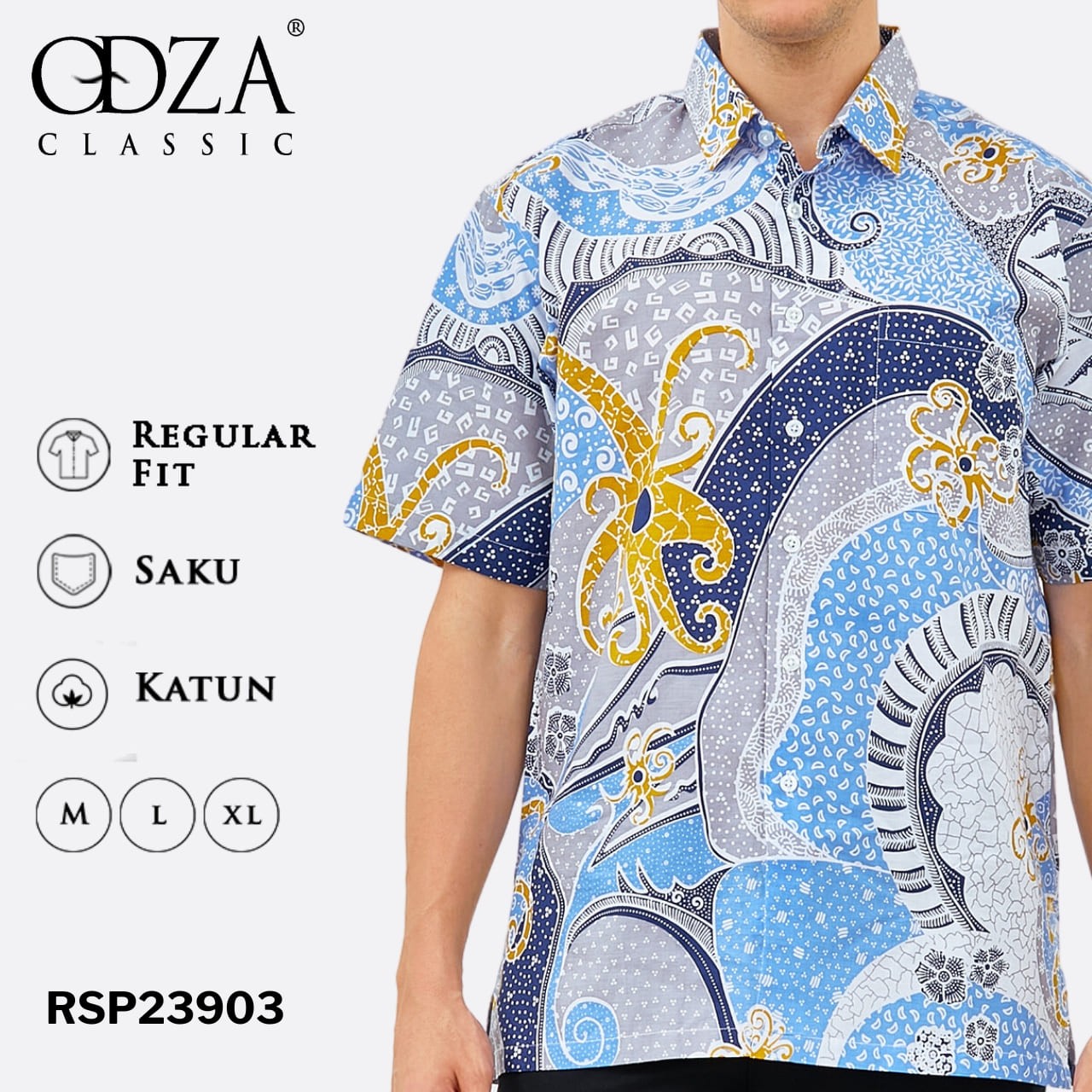 Odza Batik REGULAR FIT Kemeja Lengan Pendek Pria Bandar