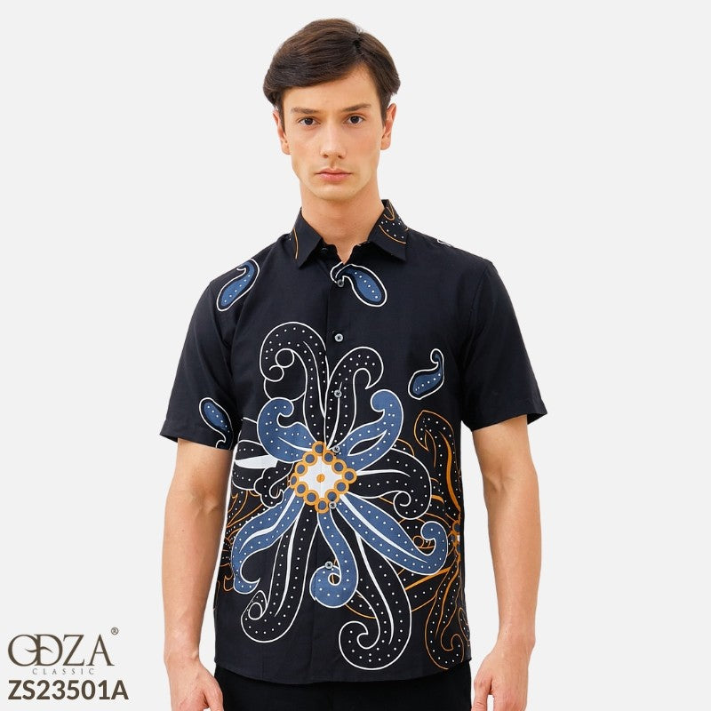 Odza Classic Kemeja Batik SLIMFIT Lengan Pendek Pria Dhirendra