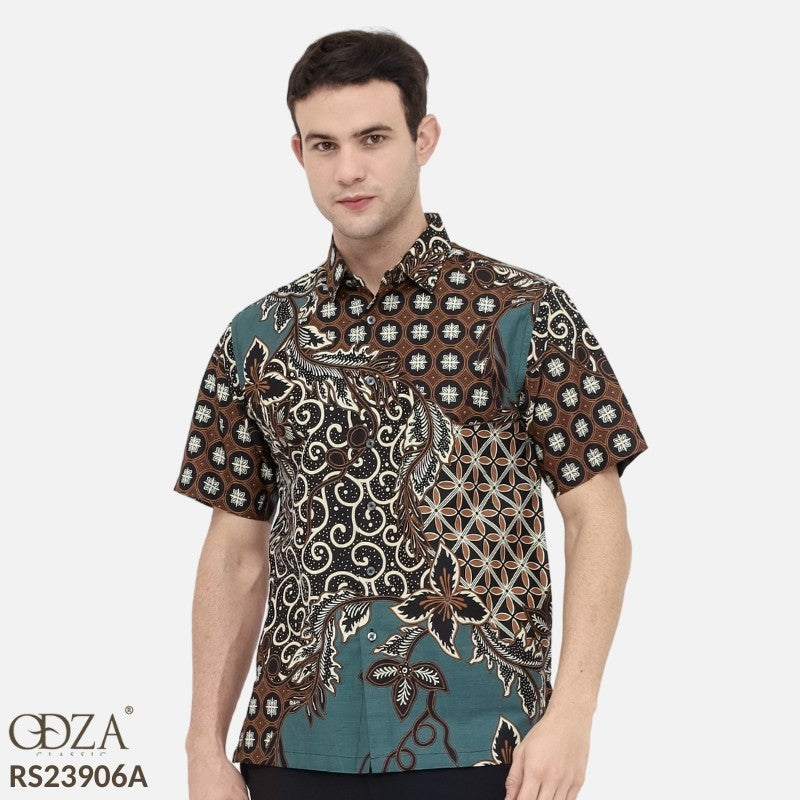 Odza Batik REGULAR FIT Kemeja Lengan Pendek Pria Cemara